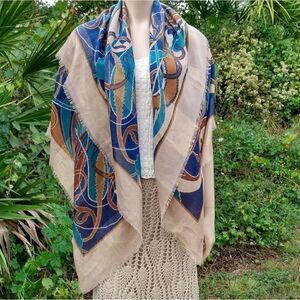 NWOT Franco Laurenti Made in Italy Retro Art Deco 100% Polyester Scarf/Wrap
